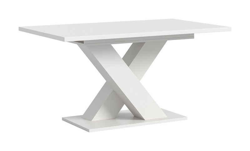 xonox.home Esstisch Esstisch Motion, ausziehbar, X-Fußgestell, weiß, 150(190)x90, Küchentisch, weiß – Bild 1